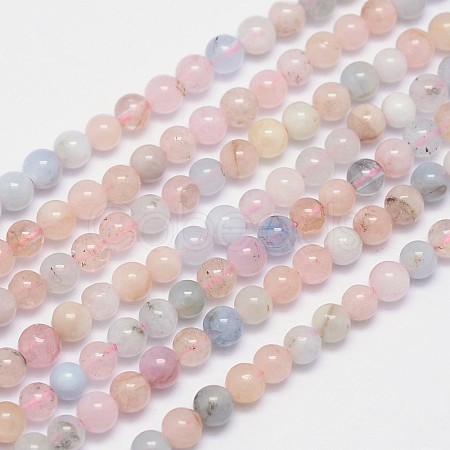 Natural Morganite Round Bead Strands G-I159-4mm-1