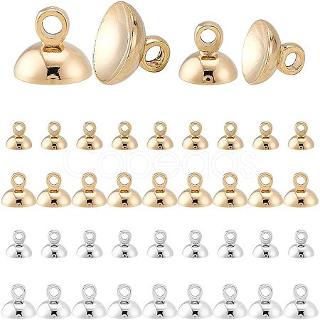 PandaHall 40pcs 4 Style Elite Rack Plating Brass Bead Cap Pendant Bails KK-PH0002-28-1