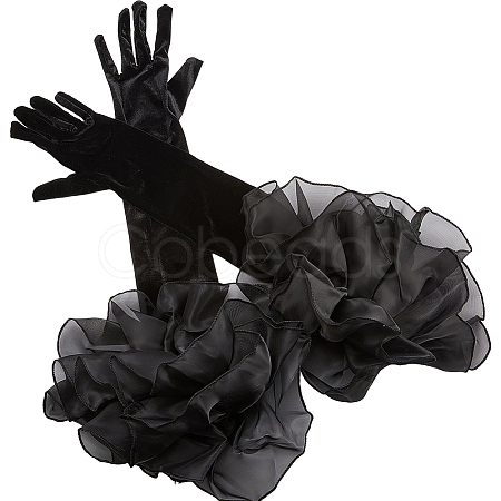 Velvet Long Finger Gloves AJEW-WH20067-005B-1