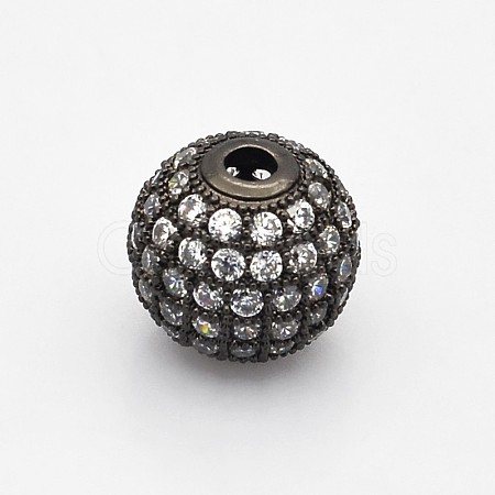 Brass Micro Pave Grade AAA Cubic Zirconia Beads KK-E711-116-6mm-B-NR-1