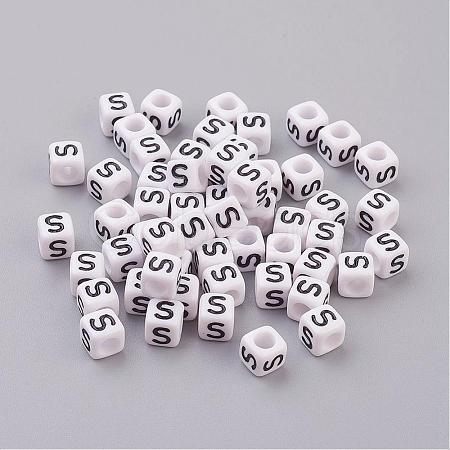 Acrylic Horizontal Hole Letter Beads PL37C9308-S-1