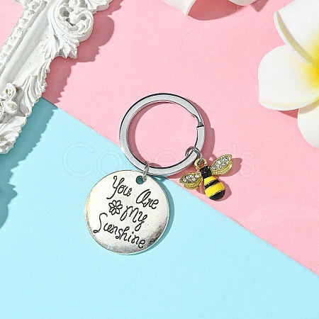 Bees Alloy Enamel & Rhinestone Keychain KEYC-YW00071-01-1