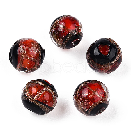 Handmade Gold Sand Lampwork Beads LAMP-T019-14mm-03-1