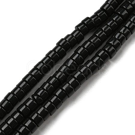 Natural Black Stone Beads Strands G-F631-A14-01-1