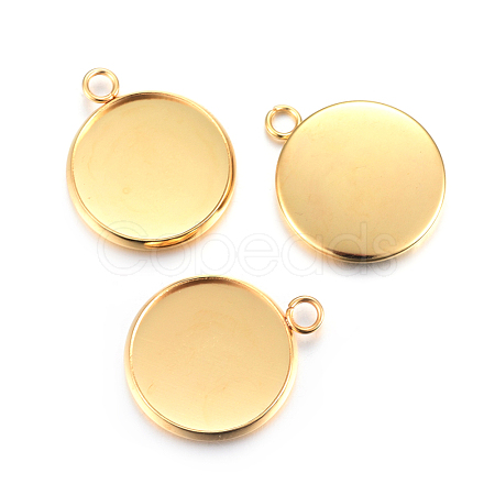 Rack Plating 304 Stainless Steel Pendant Cabochon Settings STAS-F191-14G-E-1
