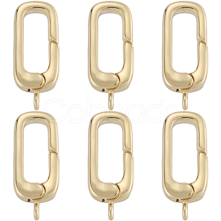 6Pcs Rack Plating Brass Spring Gate Rings KK-SC0006-48G-02-1