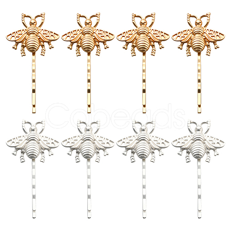 8Pcs 2 Colors Iron & Alloy Hair Bobby Pins PHAR-HY0001-10-1