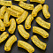 Transparent Crackle Acrylic Beads, Curved Tube, Gold, 35x11.5x13.5mm, Hole: 3.5mm, about 148pcs/500g