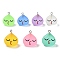 Luminous Resin Cartoon Pendants, Teardrop Charms with Platinum Tone Iron Loops, Glow in the Dark, Mixed Color, 22x21x15.5mm, Hole: 2mm