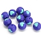 Round with Heart Pattern Food Grade Silicone Beads, Chewing Beads For Teethers, DIY Nursing Necklaces Making, Blue, 15mm