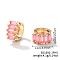 Cute Square Candy Brass Cubic Zirconia Hoop Earrings, Fashionable Versatile Accessories, Golden, Pink, 7x12mm