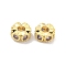 Brass Micro Pave CLear Cubic Zirconia Beads, Flower, Golden, 6.5x2.5mm, Hole: 2mm