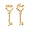 304 Stainless Steel Pendants, Heart Key Charm, Real 14K Gold Plated, 29.5x11x3mm, Hole: 1.4mm