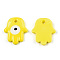 Opaque Handmade Lampwork Pendants, Hamsa Hand with Evil Eye, Yellow, 35x29x4.5~5.5mm, Hole: 4mm