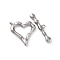 Non-Tarnish 304 Stainless Steel Toggle Clasps, Heart, Stainless Steel Color, 22x21x4mm, Hole: 1.6mm, Bar: 30x7x3.5mm, Hole: 1.4mm