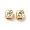 Brass Micro Pave Cubic Zirconia Beads, Square, Clear, 4.5x4.5x4.5mm, Hole: 2mm