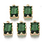 Glass Rhinestone Pendants, with Light Gold Plated Brass Claw Open Back Settings, Rectangle, Faceted, Peridot, 10x6x5mm, Hole: 1mm