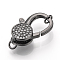 Brass Micro Pave Cubic Zirconia Lobster Claw Clasps, Gunmetal, 34x17.5x7.5mm, Hole: 4mm