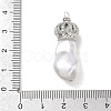 Brass Micro Pave Clear Cubic Zirconia and Creamy White Imitation Pearl Pendants KK-A300-13A-P-3