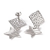 304 Stainless Steel Rhombus with Star Dangle Stud Earrings for Women EJEW-G328-14-3