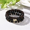 3Pcs Natural Dyed & Heated Black Agate and Coconut Beads Stretch Bracelets Set BJEW-JB08933-2