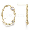 Brass Micro Pave Clear Cubic Zirconia Stud Earring Findings KK-R130-038-NF-3