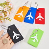 5Pcs 5 Colors Rectangle with Airplane Pattern Silicone Luggage Tag DIY-SP0002-77A-3