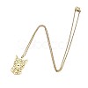 201 Stainless Steel Cutout Cat Shaped Pendant Necklaces for Unisex WG43D0D-01-2
