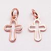 Brass Tiny Cross Charms KK-G258-01-NR-1