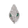 Brass Clear & Green Cubic Zirconia Connector Charms KK-P289-11P-1