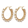 2 Pairs 2 Styles Natural Cultured Freshwater Pearl Beaded Hoop Earrings EJEW-JE06941-4