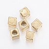 304 Stainless Steel Large Hole Letter European Beads X-STAS-H428-01G-C-1