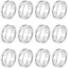 12Pcs Stainless Steel Grooved Finger Ring Settings STAS-UN0038-94B-1