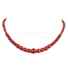 Round Natural Carnelian(Dyed & Heated) Beaded Neckiaces NJEW-JN05003-1