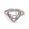 Non-Tarnish 201 Stainless Steel Heart with Word Love You Finger Ring RJEW-J051-11P-2