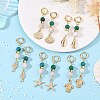 Synthetic Chrysocolla & Natural Agate Beads Hoop Dangle Earrings EJEW-JE07321-1
