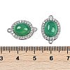 Natural Green Onyx Agate(Dyed & Heated) Oval Connector Charms KK-U043-50P-02-3