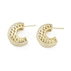 Half Round Brass with Cubic Zirconia Stud Earrings EJEW-Q811-28G-1