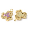 Brass Micro Pave Clear Cubic Zirconia Pendants KK-C045-30G-2