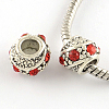 Barrel Antique Silver Plated Metal Alloy Rhinestone European Beads ALRI-Q228-02A-1