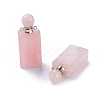 Faceted Natural Rose Quartz Openable Perfume Bottle Pendants G-P435-C-03P-2