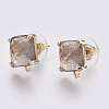 Faceted Glass Stud Earring Findings GLAA-F084-C12-1