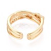 Brass Micro Pave Cubic Zirconia Cuff Rings KK-T074-80G-3
