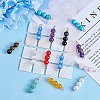 10Pcs Triple Natural Tiger Eye Round Beaded Connector Charms PALLOY-SW00003-06-4