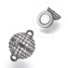 Brass Micro Pave Cubic Zirconia Magnetic Clasps with Loops ZIRC-E120-05-12mm-NR-2