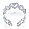 Non-Tarnish 304 Stainless Steel Hollow Heart Cuff Rings RJEW-N038-124P-3