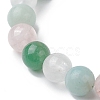 8mm Round Natural Rose Quartz & Amazonite & Green Aventurine & Quartz Crystal Beaded Stretch Bracelets for Women BJEW-JB10625-02-3