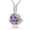 Silver Color Plated Brass Hollow Round Cage Pendants KK-J231-09S-2
