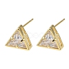 Brass Micro Pave Clear Cubic Zirconia Stud Earrings EJEW-C174-02F-G-4
