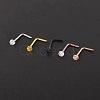 304 Stainless Steel Rhinestone Round Ball L-Shaped Nose Rings WGE5A2F-11-1